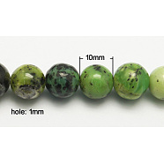 Natural Serpentine Beads Strands, Round, Olive Drab, Size: about 10mm in diameter, hole: 1mm, about 43pcs/strand, 16 inch(G-N166-5)