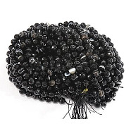 Natural Madagascar Black Agate Bead Strands, Faceted, Round, Dyed & Heated, 4mm(G-N213A-56)