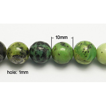 Natural Serpentine Beads Strands, Round, Olive Drab, Size: about 10mm in diameter, hole: 1mm, about 43pcs/strand, 16 inch