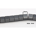 Non-Magnetic Synthetic Hematite Beads Strands, Black, 3x3x3mm, Hole: 1mm, about 119pcs/strand, 16 inch(G-Q527-1)
