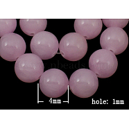 Natural Yellow Jade Beads, Dyed, Round, Pearl Pink, 4mm, Hole: 1mm(G-Q284-9)