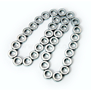 Non-Magnetic Synthetic Hematite Beads Strands, Donut, Silver Plated, 12x4mm, Hole: 1mm(G-Q664-2)