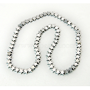 Non-Magnetic Synthetic Hematite Beads Strands, Star, Silver Plated, 6x6x2mm, Hole: 1mm(G-Q679-2)