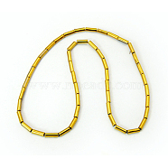 Non-Magnetic Synthetic Hematite Beads Strands, Column, Golden Plated, 9x3mm, Hole: 1mm(G-Q681)