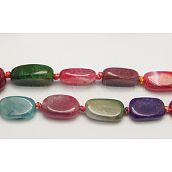 Gemstone Beads Strands, Natural Agate, Dyed, Colorful, Size: about 12~26mm wide, 21~30mm long, 7~10mm thick, hole: 2mm, 13~14pcs/strand, 15.4 inch(G-Q259-1)