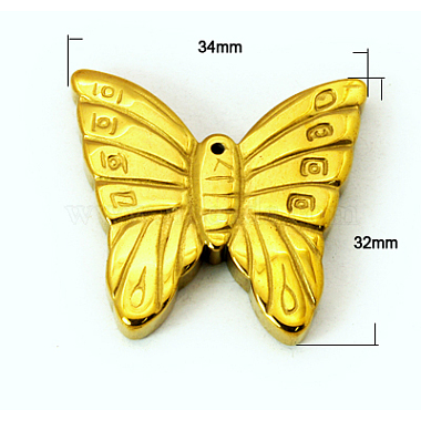 Gold Butterfly Non-magnetic Hematite Pendants