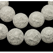 Synthetic Crackle Quartz Beads Strands, 128 Facets, Round, White, 12mm, Hole: 1mm, about 33pcs/strand, 16 inch(G-SF12MM-46)