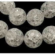 Synthetic Crackle Quartz Beads Strands, 128 Facets, Round, White, 14mm, Hole: 1mm, about 28pcs/strand, 16 inch(G-SF14MM-44)