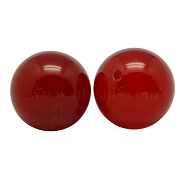 Natural Carnelian Beads, Half Drilled, Round, Dyed, Red, Size: about 4mm in diameter, hole: 0.8mm(G-SR4MM-50)