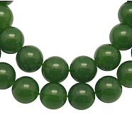 Natural Gemstone Beads Strands, Natural White Jade, Round, Dyed & Heated, Green, 6mm, Hole: 0.8mm, about 64pcs/strand, 15 inch(G-SR6MM-26)