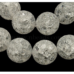 Synthetic Crackle Quartz Beads Strands, 128 Facets, Round, White, 14mm, Hole: 1mm, about 28pcs/strand, 16 inches(G-SF14MM-44)