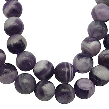 Natural Amethyst Beads Strands, Round, 10mm, Hole: 1mm, 39pcs/strand, 15.5 inch