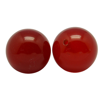 Natural Carnelian Beads, Half Drilled, Round, Dyed, Red, Size: about 4mm in diameter, hole: 0.8mm