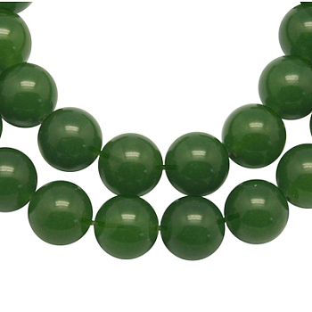 Natural Gemstone Beads Strands, Natural White Jade, Round, Dyed & Heated, Green, 6mm, Hole: 0.8mm, about 64pcs/strand, 15 inch