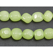 Natural Gemstone Beads Strands, White Jade(Dyed Green),  about 7~9mm , hole: 1mm, 15.5 inch, 45pcs/strand(G364-63)