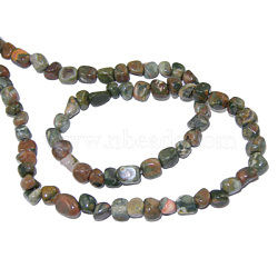 Gemstone Strands, Natural Rhyolite Jasper, Chip, The beads about 3~5mm, hole: 0.8mm, 15.5 inch, 82pcs/strand(G365-51)