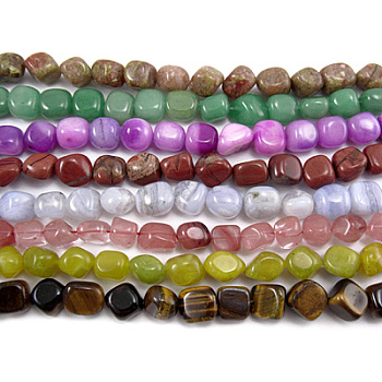 Mixed Gemstone Strands, The beads about 7~9mm, hole: 1mm, 15.5 inch, 42~45pcs/strand