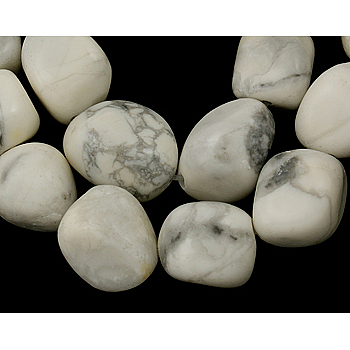 Natural Gemstone Beads Strands, Howlite, Barrel, White, 16~24x14~17mm, Hole: 1mm, about 22~23 pcs/strand, 15 inch