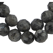 Natural Larvikite Beads Strands, Faceted(128 Facets) Round, about 6mm in diameter, hole: 0.8mm, 63 pcs/strand, 15 inch(G865-102)