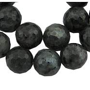 Natural Larvikite Beads Strands, Faceted(128 Facets) Round, about 12mm in diameter, hole: 1mm, 33 pcs/strand, 15 inch(G868-102)