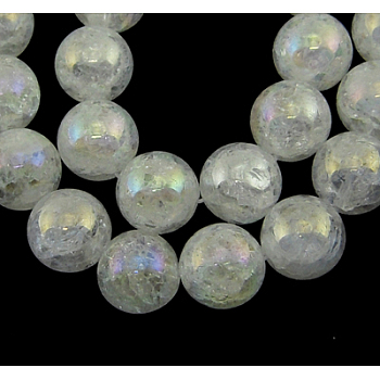 Gemstone Beads Strands, Natural Crackle Quartz, Round, Clear, about 15mm in diameter, hole: 1mm, 27 pcs/strand, 15 inch
