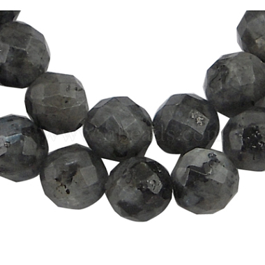 6mm Black Round Labradorite Beads