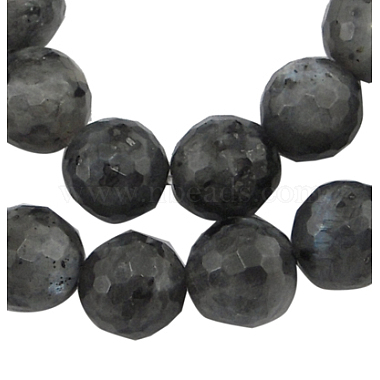 8mm Black Round Labradorite Beads