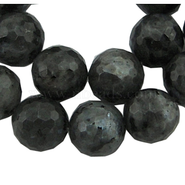 12mm Black Round Labradorite Beads
