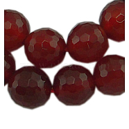 Gemstone Beads Strands, Natural Agate, Natural, Faceted Round, Dyed, Saddle Brown, about 10mm in diameter, hole: 1mm, 40 pcs/strand, 15 inch(G872-10MMC10)