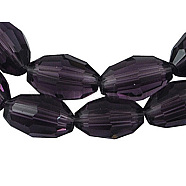 Glass Beads Strands, Faceted, Oval, Purple, about 8mm long, 6mm thick, hole: 1.5mm, about 72pcs/strand(GC893Y-4)