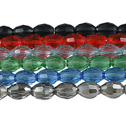 Glass Beads Strands, Faceted, Oval, Mixed Color, 8x6mm, Hole: 1.5mm, about 72pcs/strand(GC893Y)
