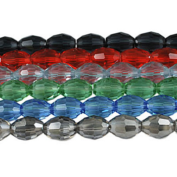 Glass Beads Strands, Faceted, Oval, Mixed Color, 8x6mm, Hole: 1.5mm, about 72pcs/strand
