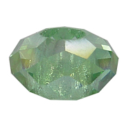 Glass European Beads, Large Hole Beads, No Metal Core, Faceted, Rondelle, Spring Green, 14x8mm, Hole: 5mm(GDA010-15)