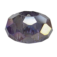Glass European Beads, Large Hole Beads, No Metal Core, Faceted, Rondelle, Purple, 14x8mm, Hole: 5mm(GDA010-C6)