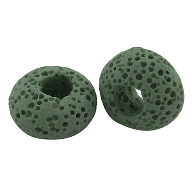 15mm Green Rondelle Lava Beads