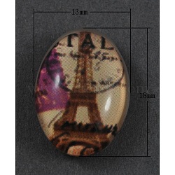 Tempered Glass Cabochons, Oval, Chocolate, Size: about 18mm long, 13mm wide, 6mm thick(GGLA-R191-1)