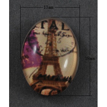 Tempered Glass Cabochons, Oval, Chocolate, Size: about 18mm long, 13mm wide, 6mm thick