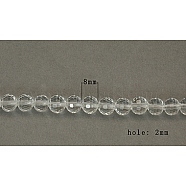 Imitation Crystal Glass Beads, Round, Crystal, Faceted, Size: about 8mm in diameter, hole: 2mm, about 72pcs/strand, 20.5 inch(GLAA-D026-1)