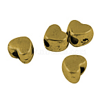 Tibetan Style Alloy Spacer Beads, Cadmium Free & Nickel Free & Lead Free, Heart, Antique Golden, 3.5x4x3mm, Hole: 1.5mm(GLFH10357Y-NF)
