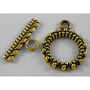 Tibetan Style Alloy Toggle Clasps, Cadmium Free & Nickel Free & Lead Free, Antique Golden, 20x15mm, Hole: 8mm(GLF1061Y-NF)