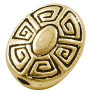 Tibetan Style Alloy Beads, Oval, Lead Free & Cadmium Free, Antique Golden, 11x9x4mm, Hole: 2mm(GLF9420Y)