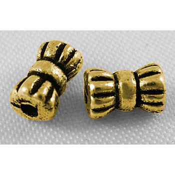 Tibetan Style Zinc Alloy Beads, Lead Free & Cadmium Free, Antique Golden, 6x4mm, Hole: 1mm