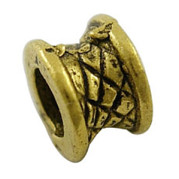 Tibetan Style Alloy Beads, Lead Free, Cadmium Free and Nickel Free, Column, Antique Golden, 5x7mm, Hole: 4mm.