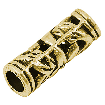 Tibetan Style Hollow Tube Beads, Cadmium Free & Lead Free, Antique Golden, 23x8mm, Hole: 5mm