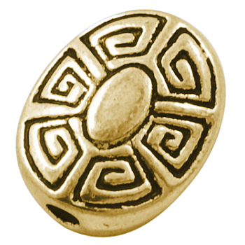 Tibetan Style Alloy Beads, Oval, Lead Free & Cadmium Free, Antique Golden, 11x9x4mm, Hole: 2mm