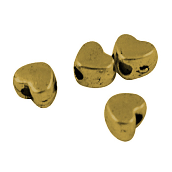 Tibetan Style Alloy Spacer Beads, Cadmium Free & Nickel Free & Lead Free, Heart, Antique Golden, 3.5x4x3mm, Hole: 1.5mm