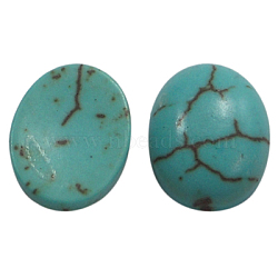 Synthetic Howlite Cabochons, Dyed, Oval, Turquoise, about 6mm wide, 8mm long, 2.5mm thick(GP552-6X8MM)