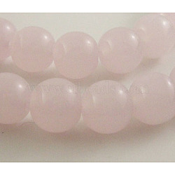 Glass Beads Strands, Imitation Jade Style, Round, PalePink, about 10mm in diameter, hole: 1mm, about 30pcs/strand, 12 inch(GR10mm59Y)