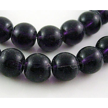 Glass Beads Strands, Round, Medium Purple, about 10mm in diameter, hole: 1mm, about 30pcs/strand, 12 inch