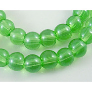 Glass Beads Strands, Round, MiediumGreen, about 4mm in diameter, hole: 1mm, about 80pcs/strand, 13 inch(GR4mm17Y-B)
